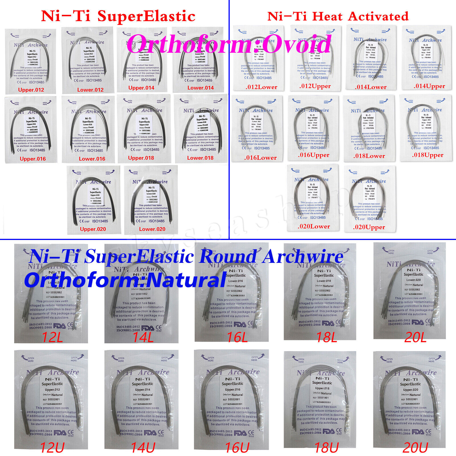 Alambre para arco ortodoncia dental redondo termoactivado/Niti/acero inoxidable