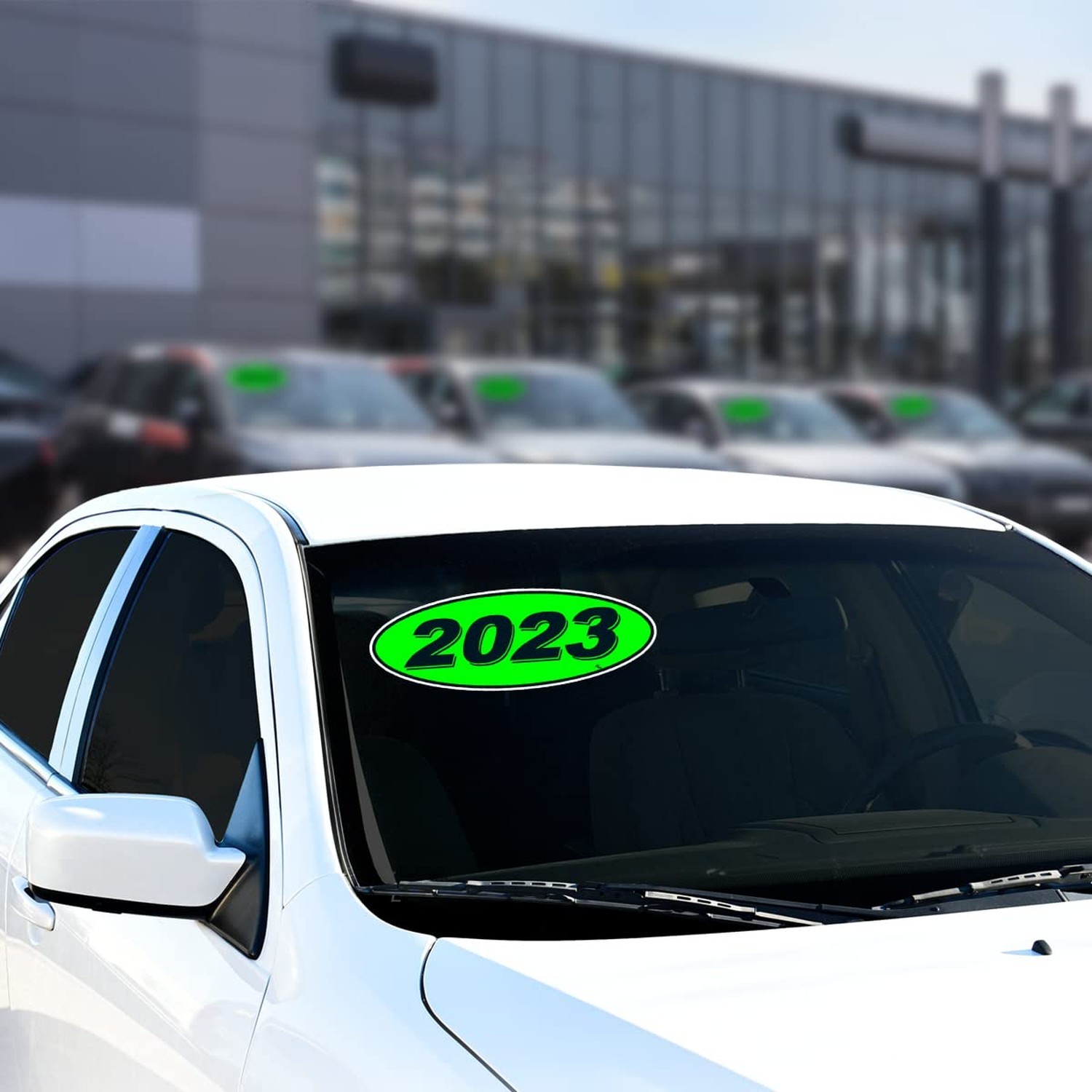 Versa-Tags 2023 Oval Model Year Stickers, Chartreuse/Black, 12-Pack Green/Black