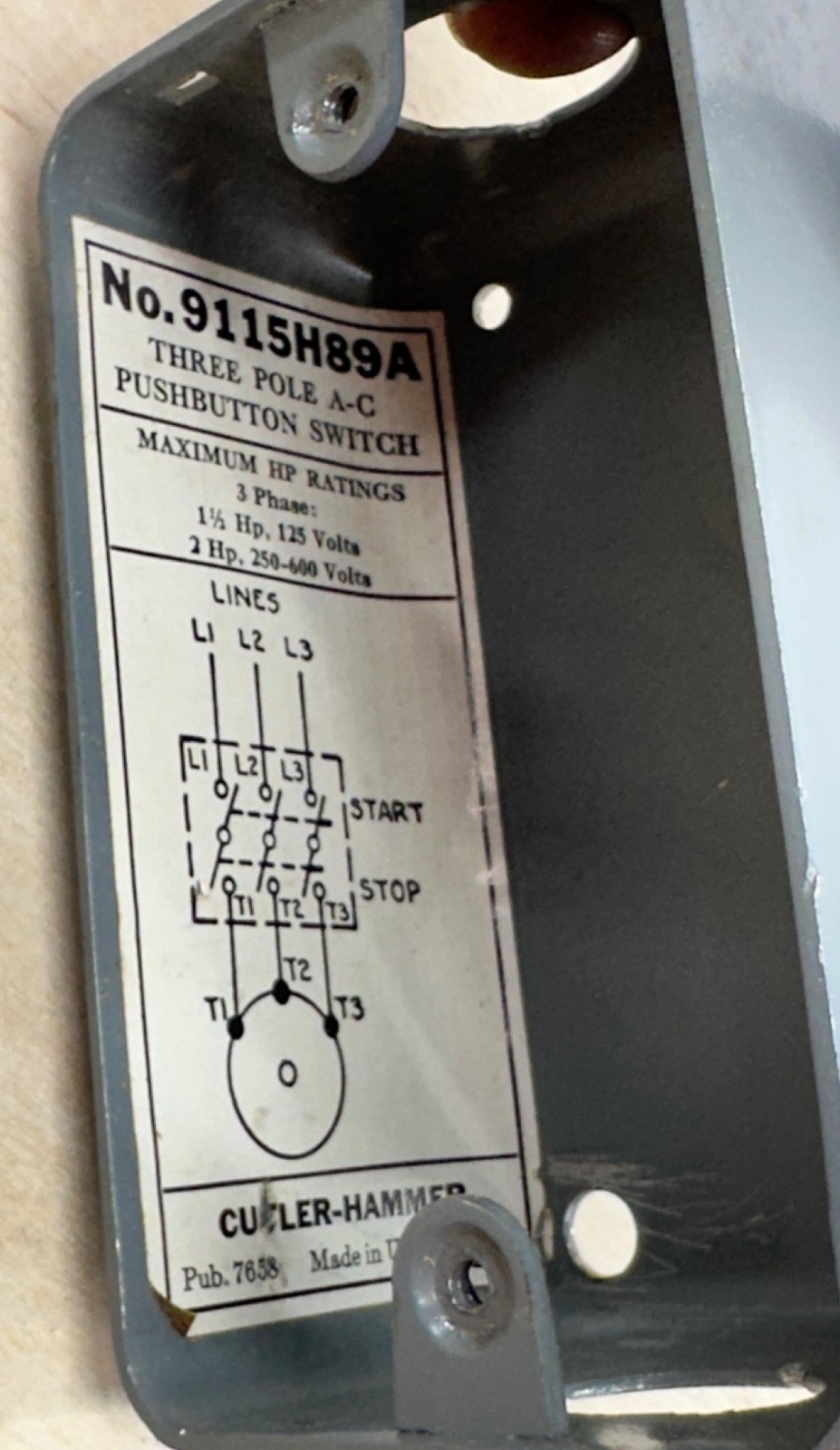 Cutlet Hammer 9115H89A Push Start Stop On Off Control Switch Off a Delta (7349)
