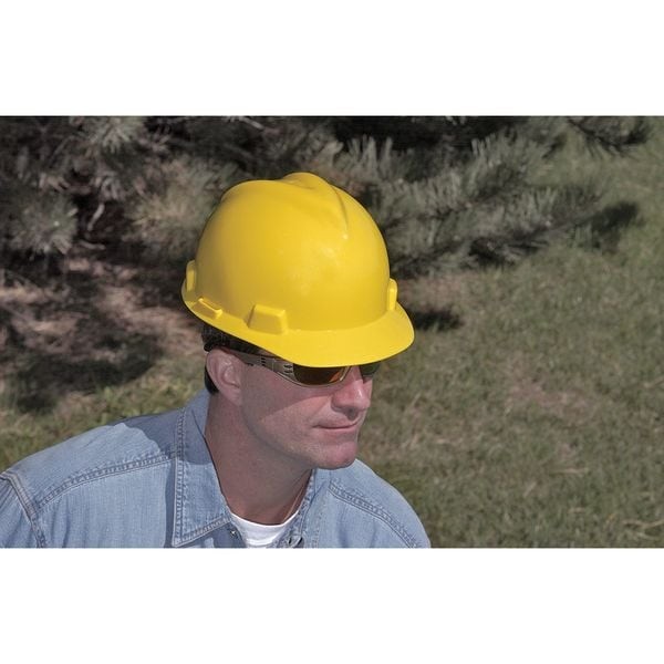 Msa Safety 475369 V-Gard Full Brim Hard Hat, Slotted, Type 1, Class E, Fas-Trac