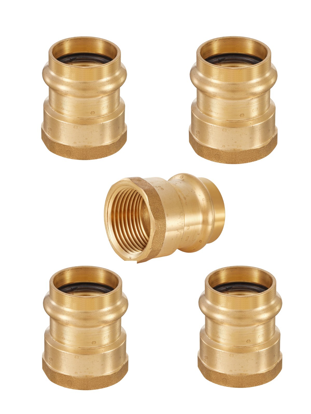 5 PCS EFIELD 3/4 «Press Fit X 3/4» Female NPT Brass Adapter,Full Port, Lead Free