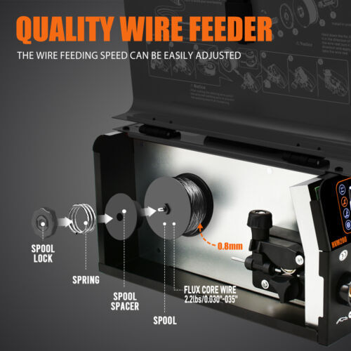 HZXVOGEN 3 in 1 MIG Welder 200Amp Flux MIG/lift TIG/MMA Welding Machine 110V