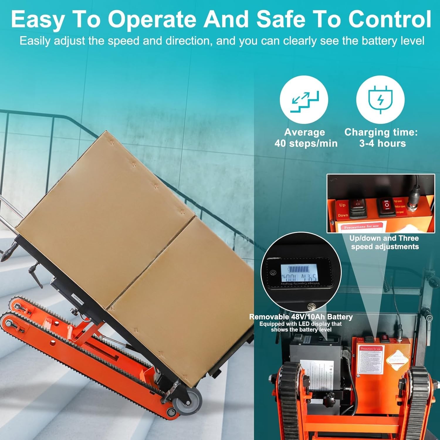 Electric Stair Climber Heavy Duty Crawler Stair Climbing Cart Moving Furniture