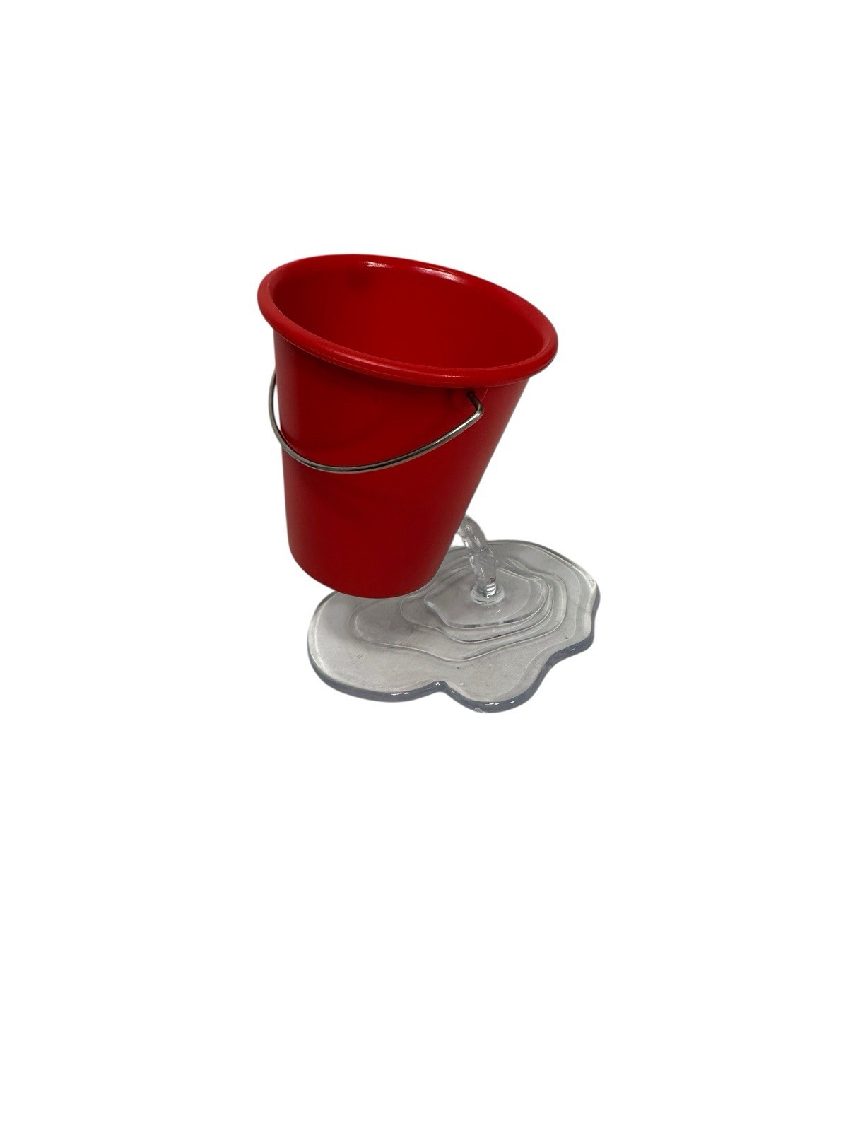 NEW novelty office desk organizer stationary bucket spill red
