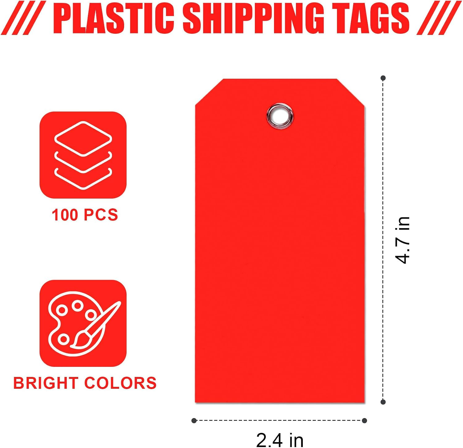 100 Pieces Plastic Shipping Tags with Reinforced Wire Blank Heavy Duty Shipping