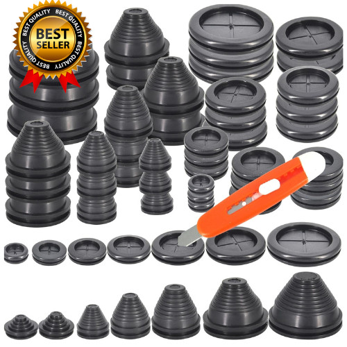 28pc Rubber Grommets Wire Closed Firewall Solid Closed Hole Plug Electrical Car