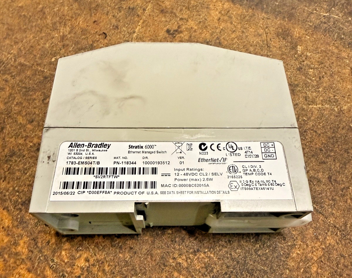 Allen Bradley 1783-EMS04T/B Stratix 6000 4-Port Ethernet Managed Switch (TESTED)