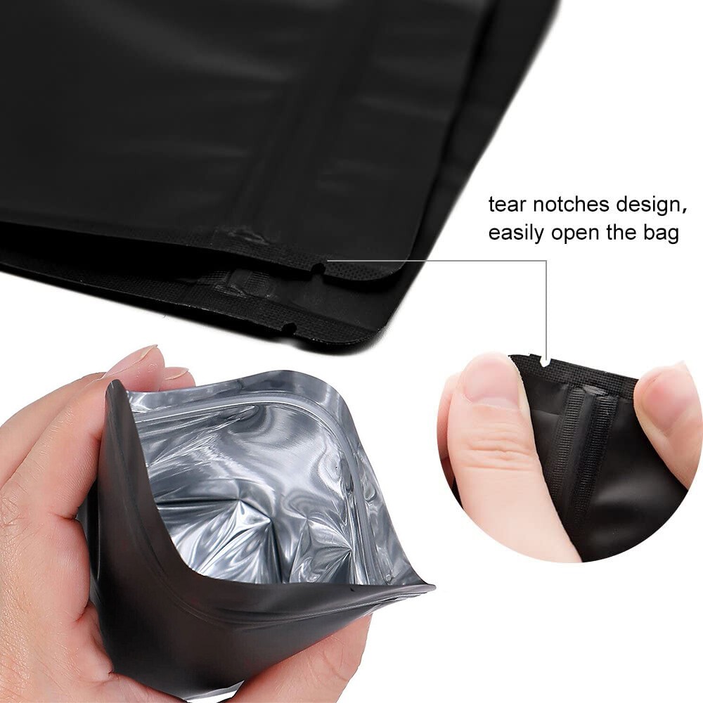100-1000 Black Aluminium Mylar Bags Foil Stand Up Pouch Heat Sealer Food Storage