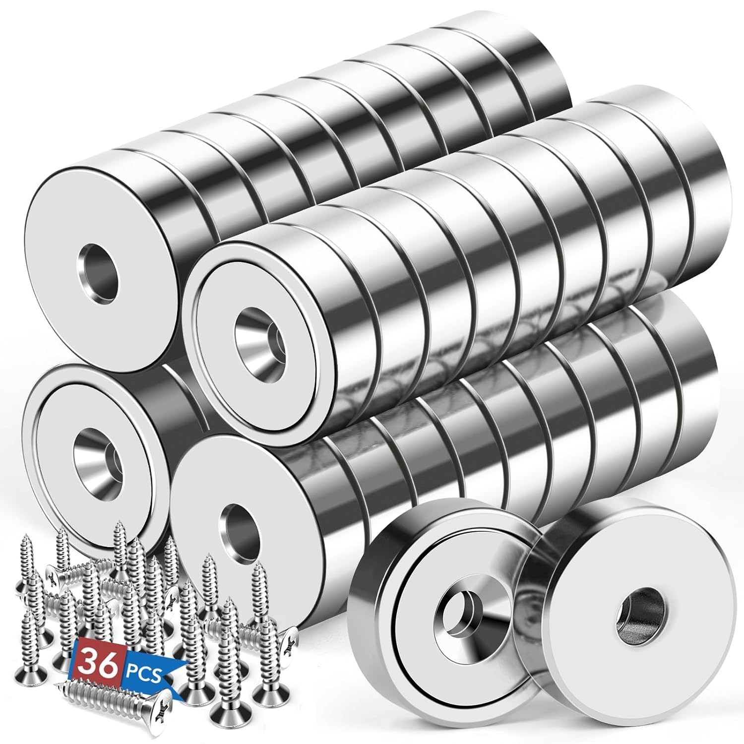 Heavy Duty Neodymium Magnets, 20lb Pull Force – 36 Pack