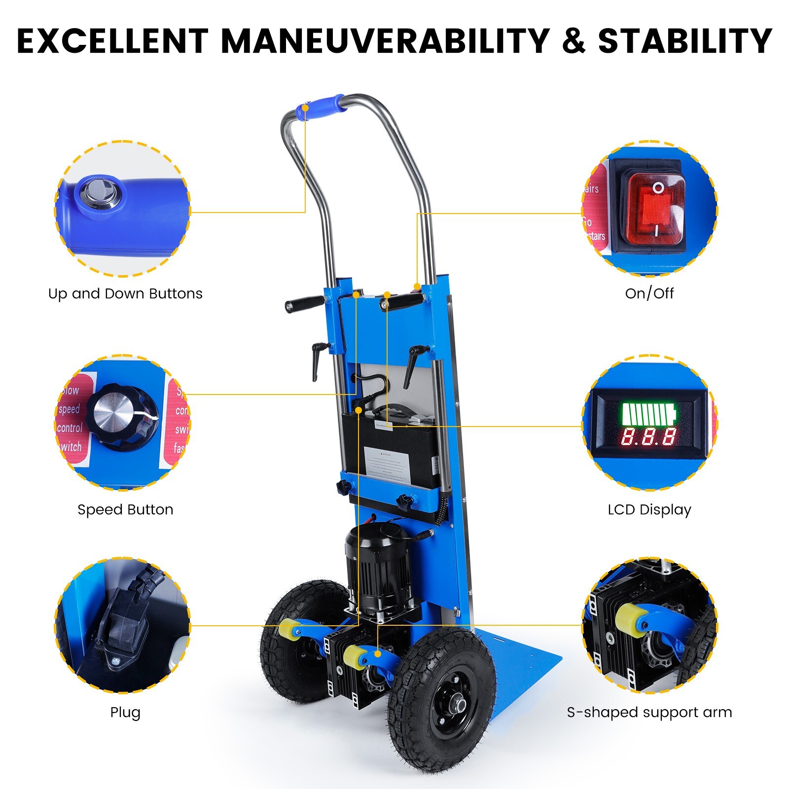 1200W Electric Stair Climbing Sack Hand Trucks Dolly,Load 880 lbs