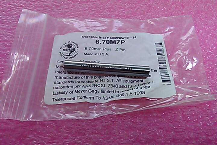 Meyer Gage 6.70MZP Plus Metric Z Gage Pin, 6.70mm *Made in USA*