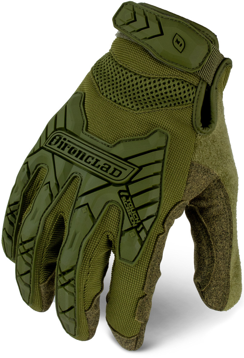 IronClad IEXT-IODG Command Tactical Impact Green Touchscreen Gloves-Select Size