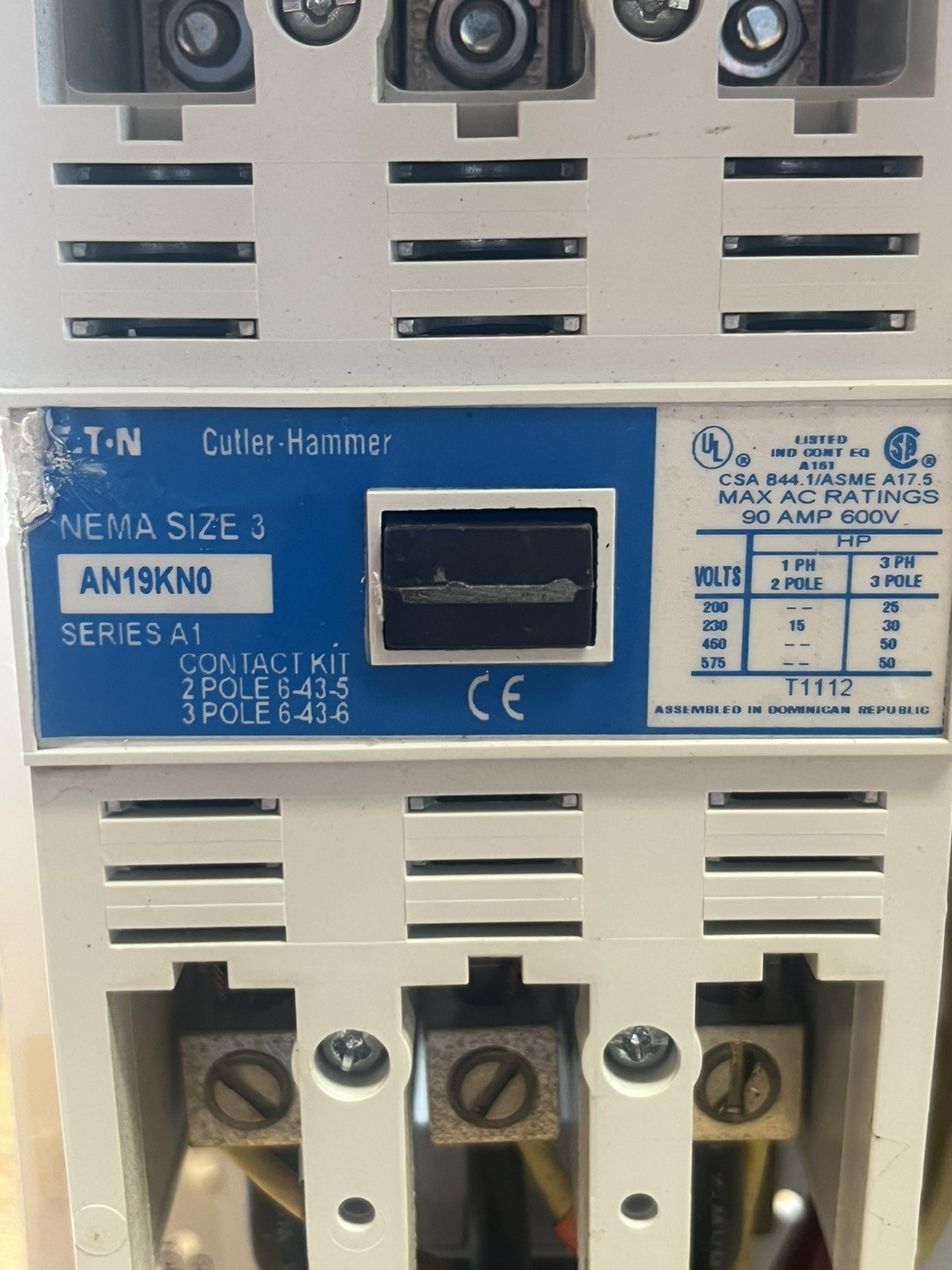 Eaton Freedom Series MCC Bucket Size 3 Combo Starter 100A 30HP 480V AN19KN0