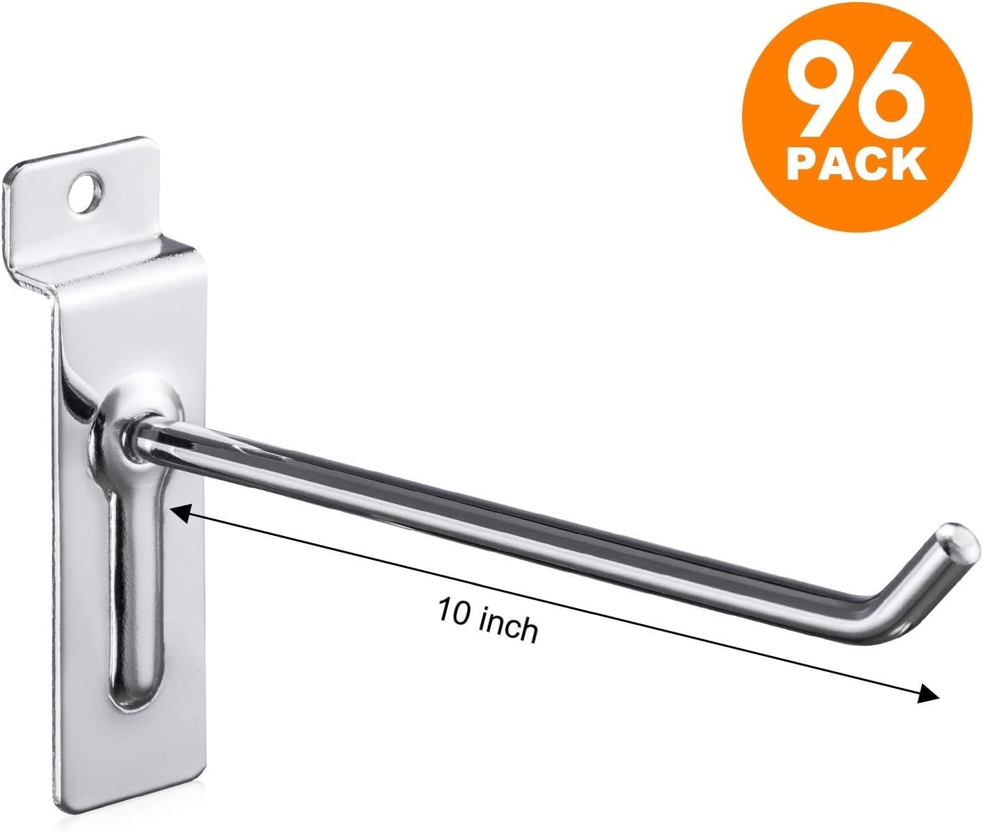 Polmart 10 Inch Heavy Duty Slatwall Panel Hooks Silver 96 Pack