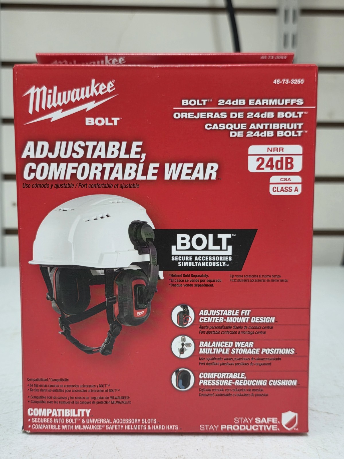 Milwaukee BOLT 24dB Earmuffs Adjustable Industrial Hearing Protection 48-73-3250