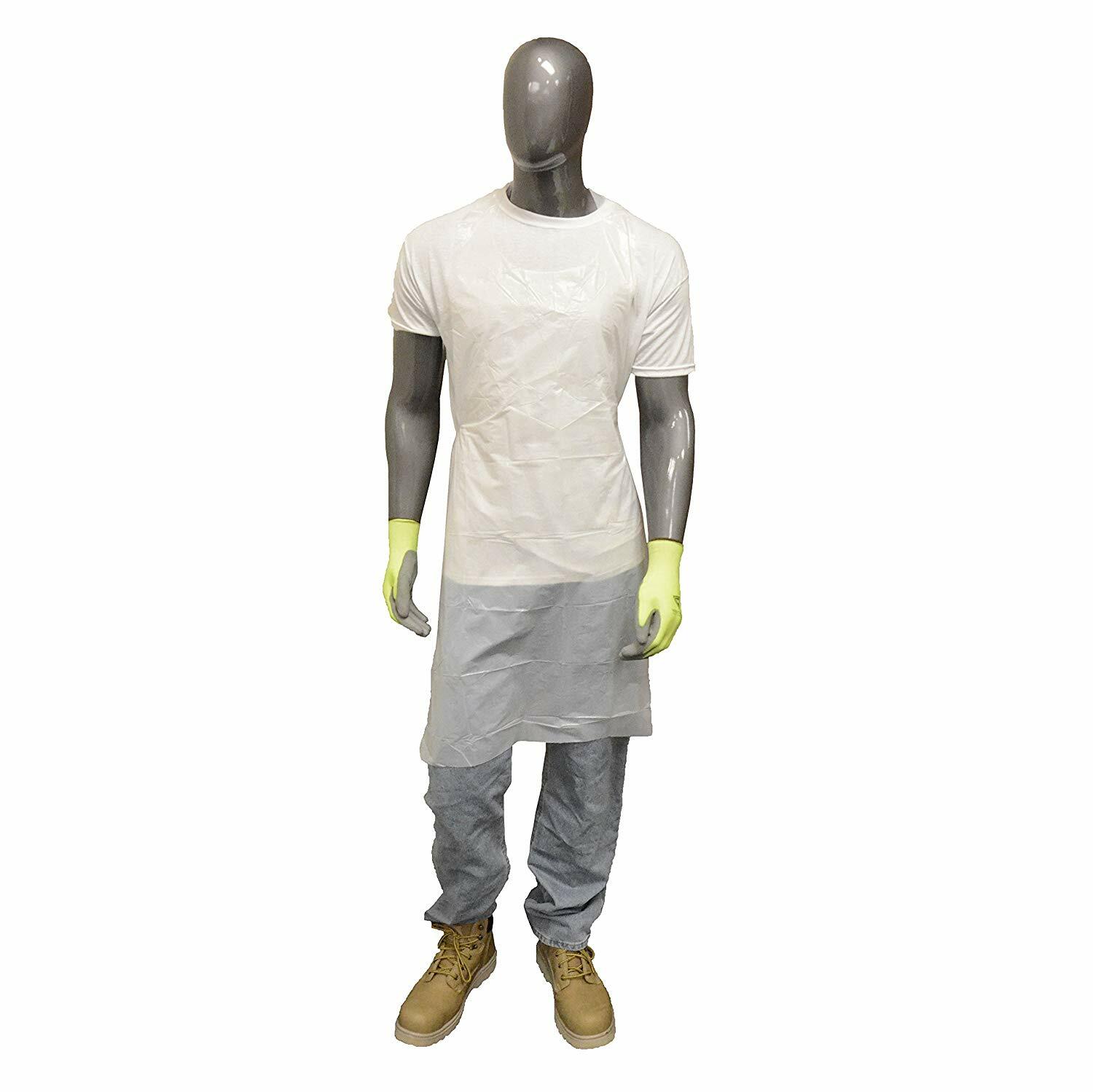 1000 Pcs Plactic Apron White 2846PE 1 Mil WaterProof /Oil Proof