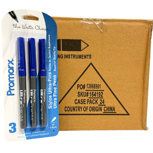 Wholesale 24-Pack Promarx Ultra Fine Pens Precise Blue Ink 0.5mm