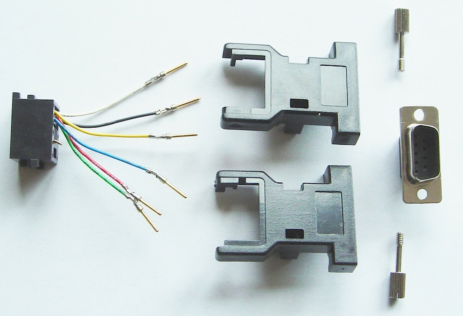 ~Qty=1 Adapter Kit DB9P Male Plug to RJ11 RJ12 RJ14 RJ25 6P6C 6 Pin Connector