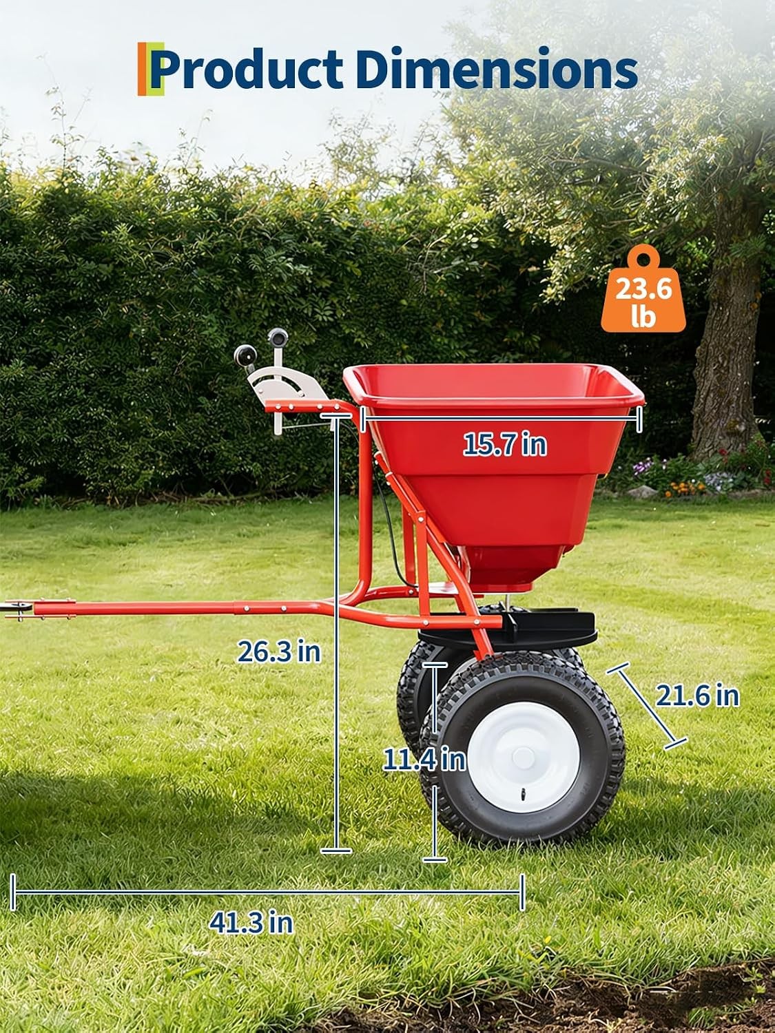 Tow Behind Broadcast Spreader 85lbs Lawn Garden ATV Spreader for Seed Fertilizer