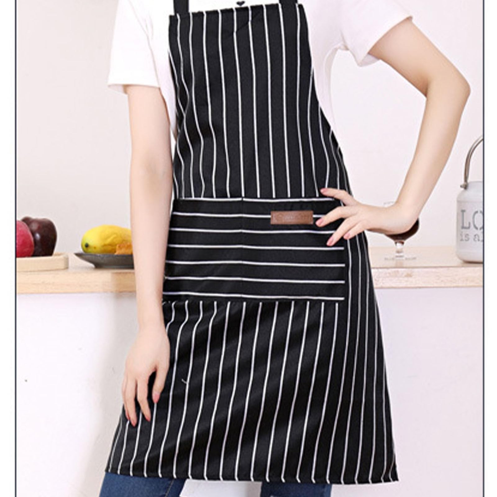 DILLMAN Kitchen Cooking Adjustable Aprons – Men Women Bib Soft Chef Stripes A…