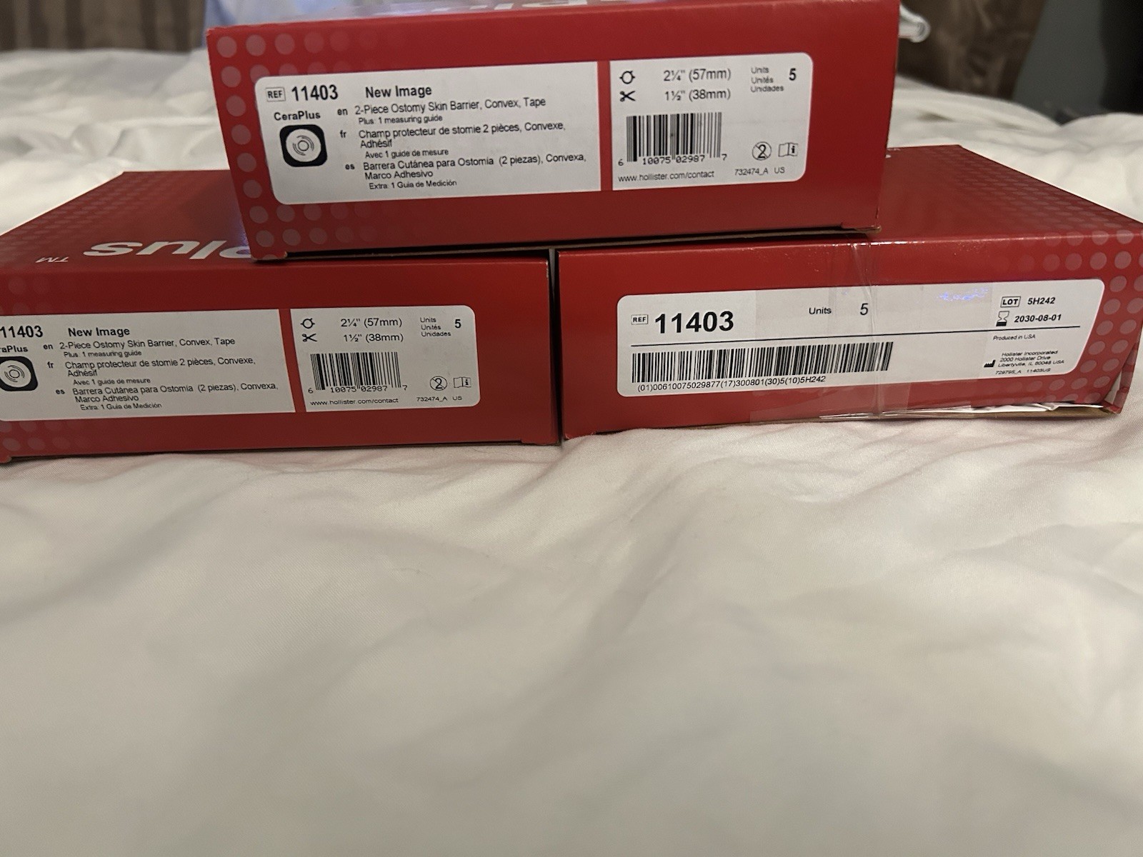 Hollister 11403 CeraPlus Skin Barrier 57mm 2-1/4″ Lot of 15 Exp 08/2030 New