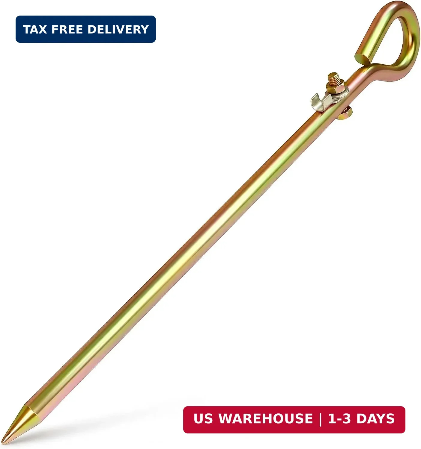 Portable Grounding Rod – 17.5″ Solid Steel Ground Rod for Electric Fence, Earthi
