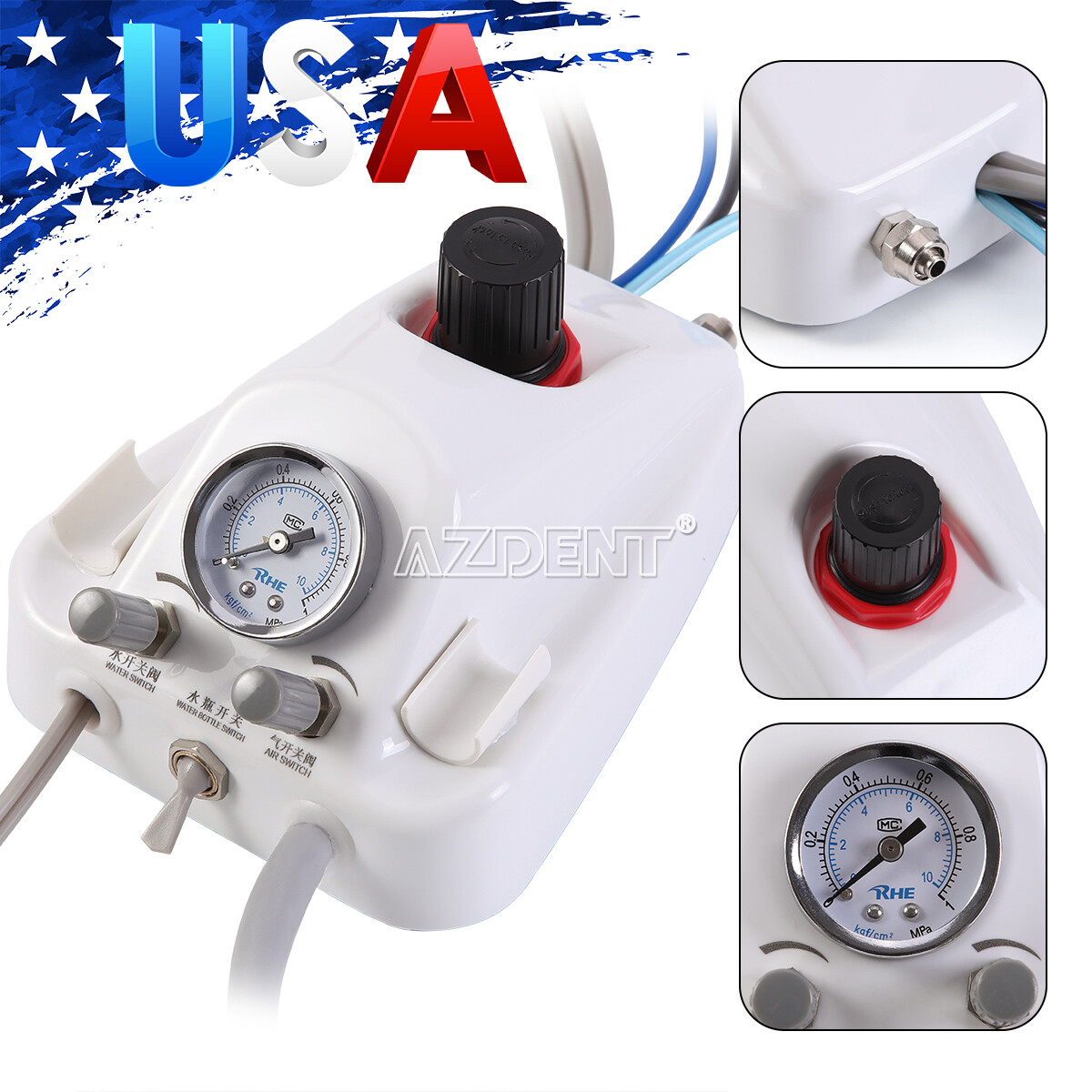 Portable Dental Turbine Unit 3 Way Syringe Work with Air Compressor 2/4 Holes US