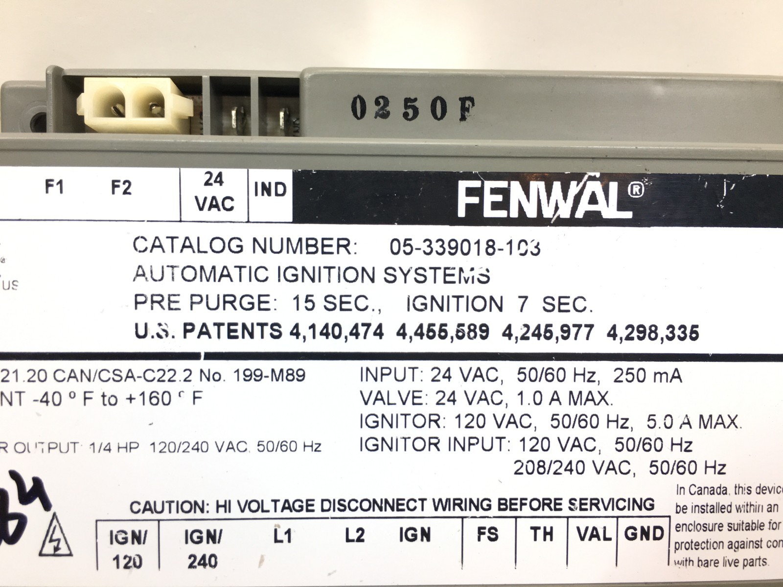 FENWAL 05-339018-103 Automatic Ignition Systems Control Module used #P584