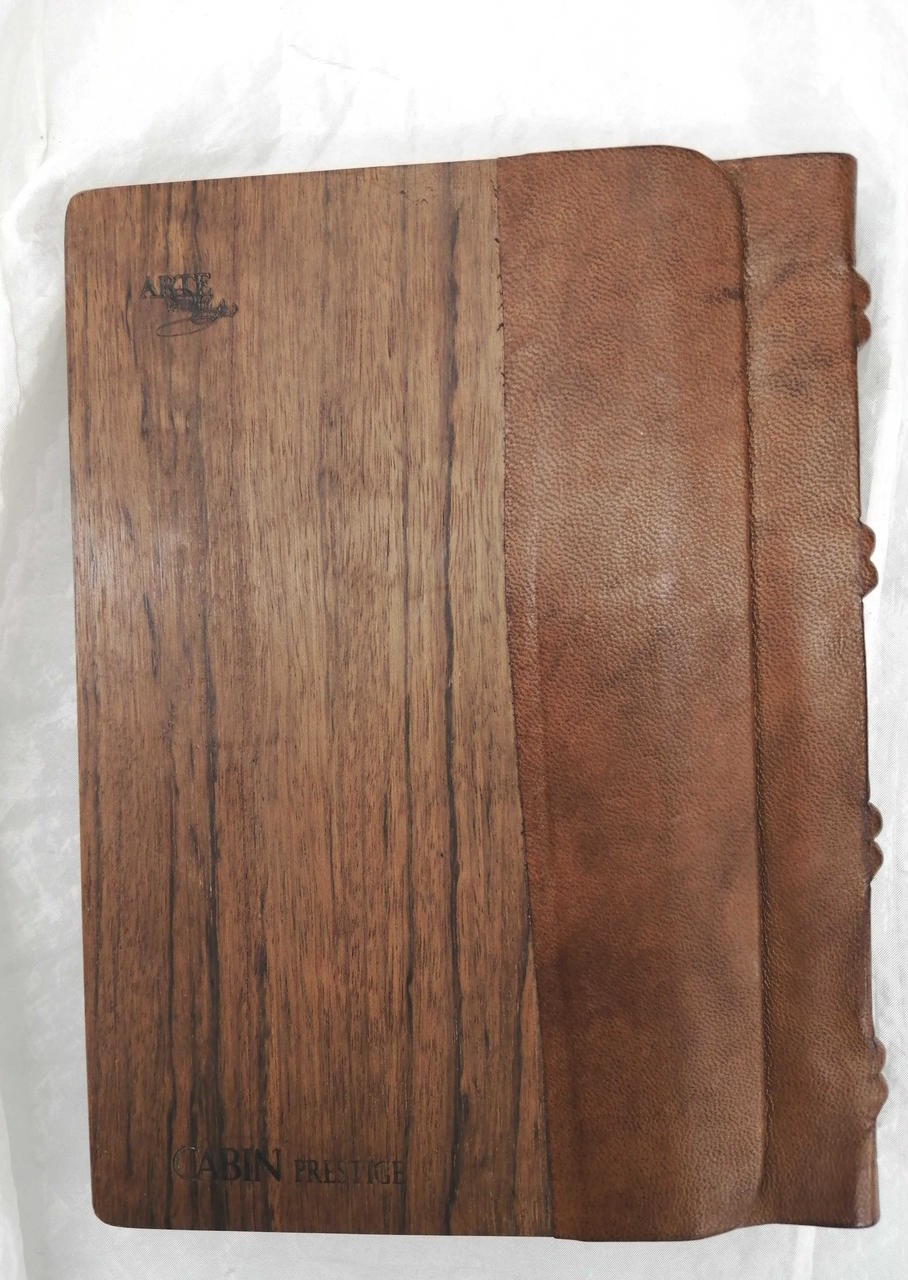 Leather Wood Notebook Cover Engraved With Arte Medici Cabin Prestige