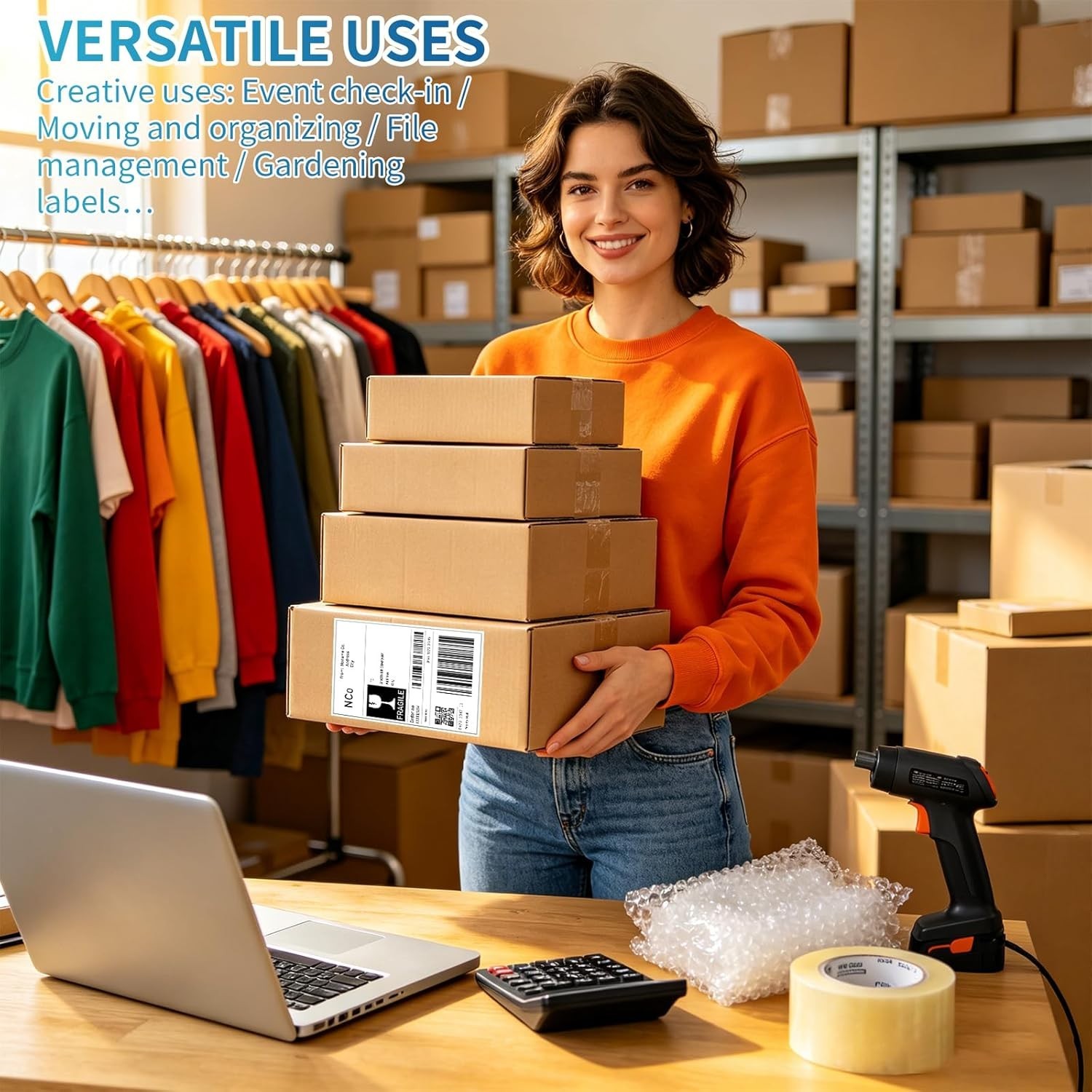 Blue Direct Thermal Shipping Labels – 100 Per Stack with Strong Adhesive
