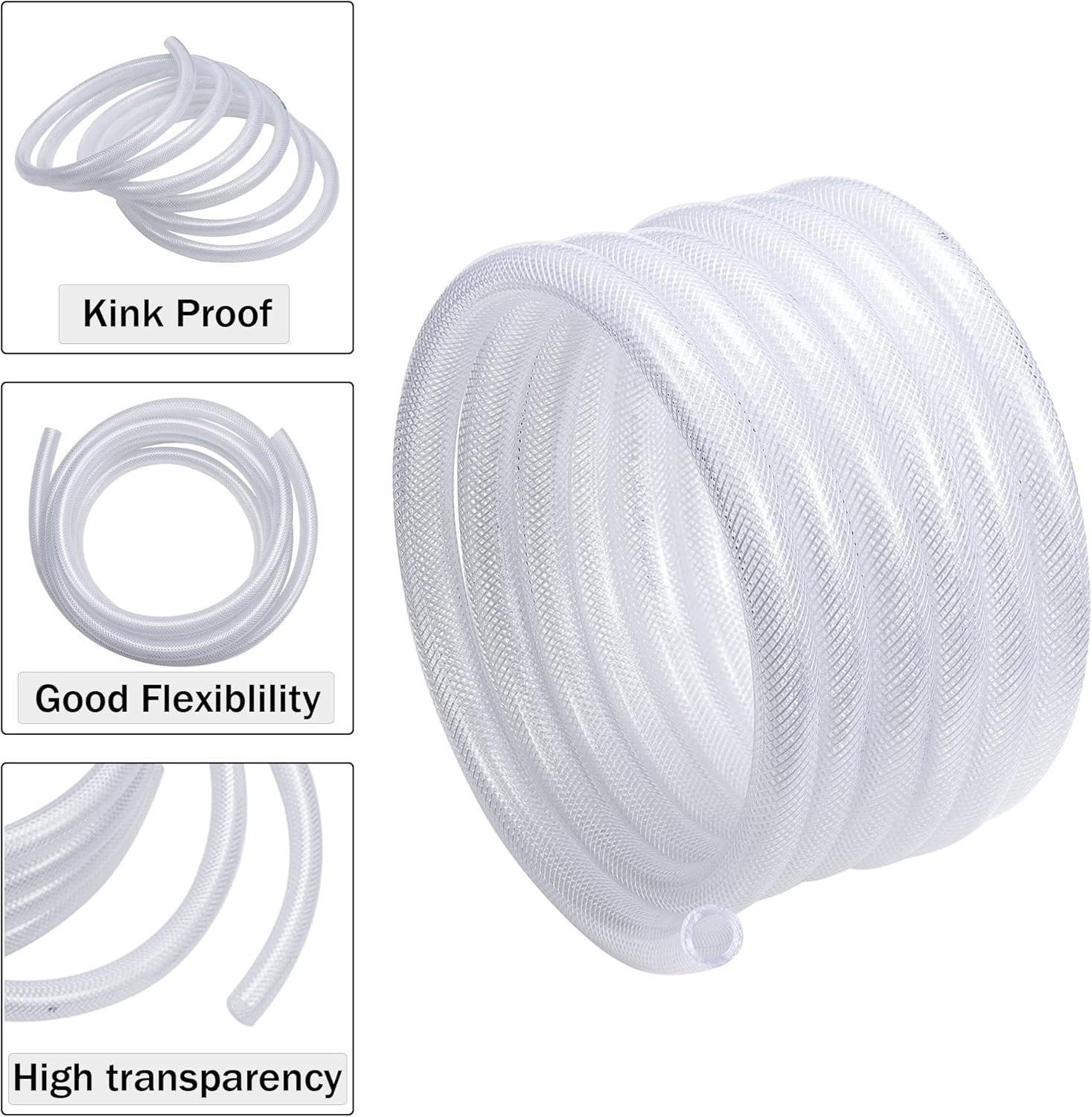 50ft Flexible High-Pressure Braided PVC Tubing – Non-Toxic and Kink-Proof