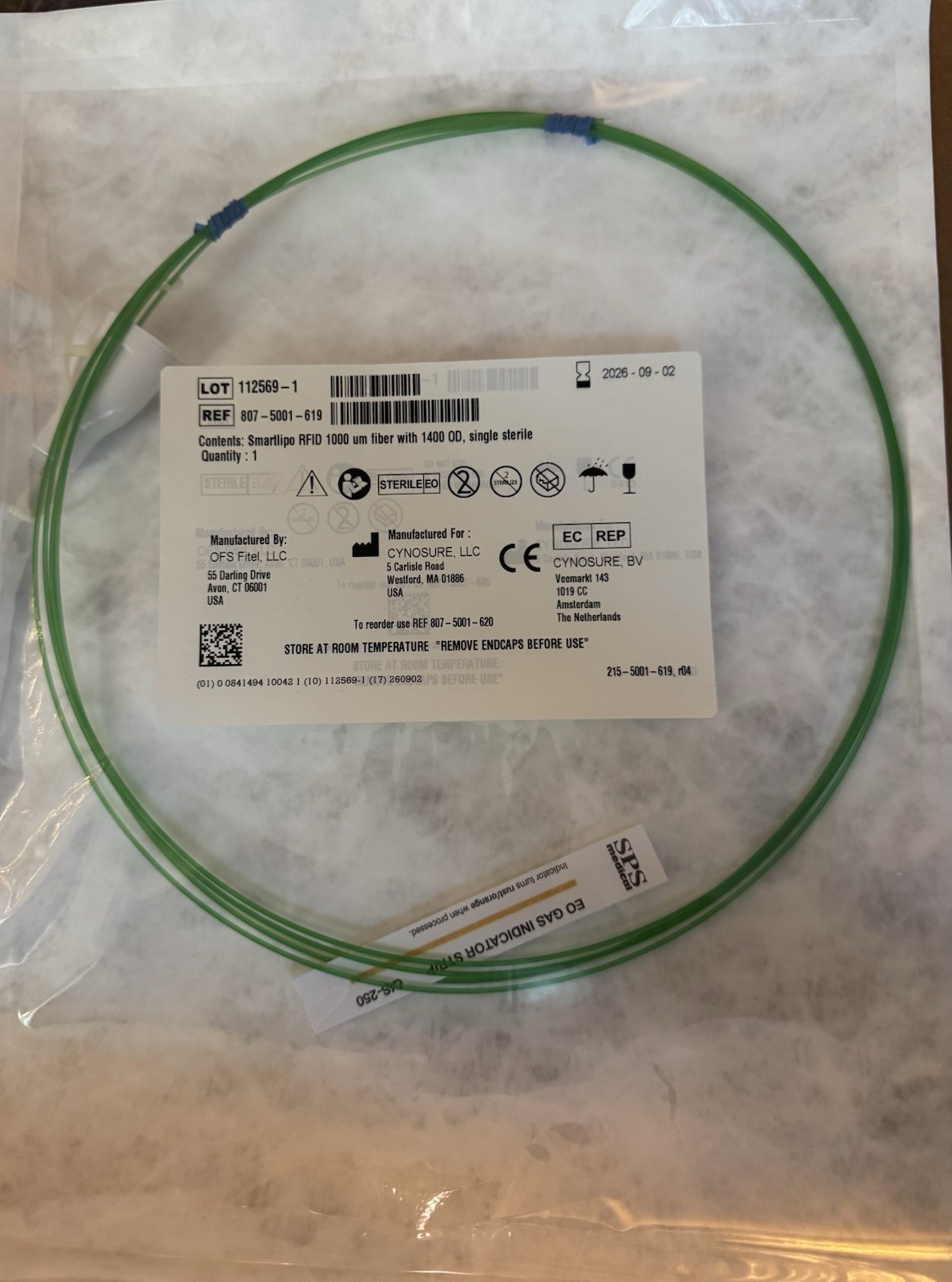 *NEW* Cynosure Smartlipo RFID 1000 um Fiber w/ 1400 OD Exp-09/2026 807-5001-619