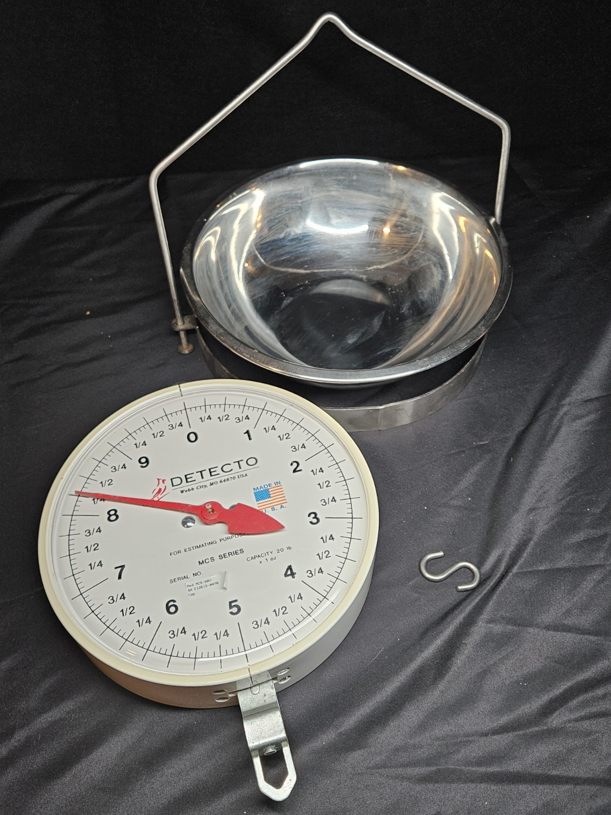 Cardinal Detecto MCS Series Hanging Dial Scale 20 Lb Capacity With Bowl