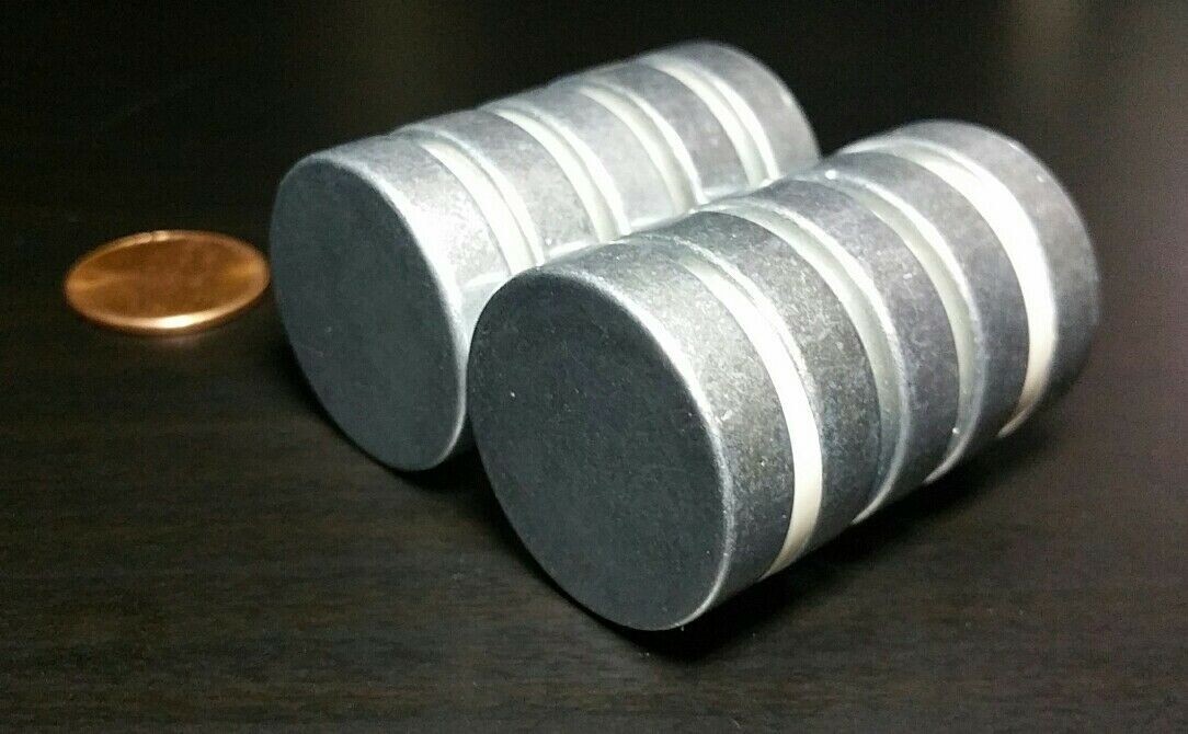 5 Neodymium N50 Round Disc Magnets. Super Strong Rare Earth. 1″ x 1/4″