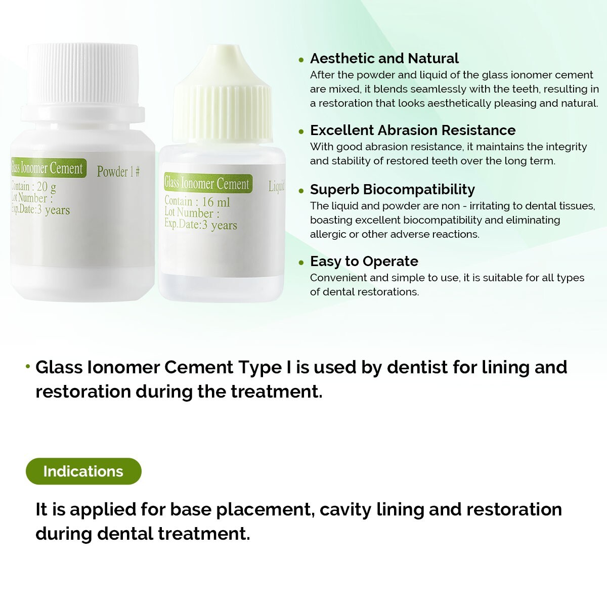 Dental Permanent Glass IonomerCement Lining Luting Glue For Crowns& Bridges