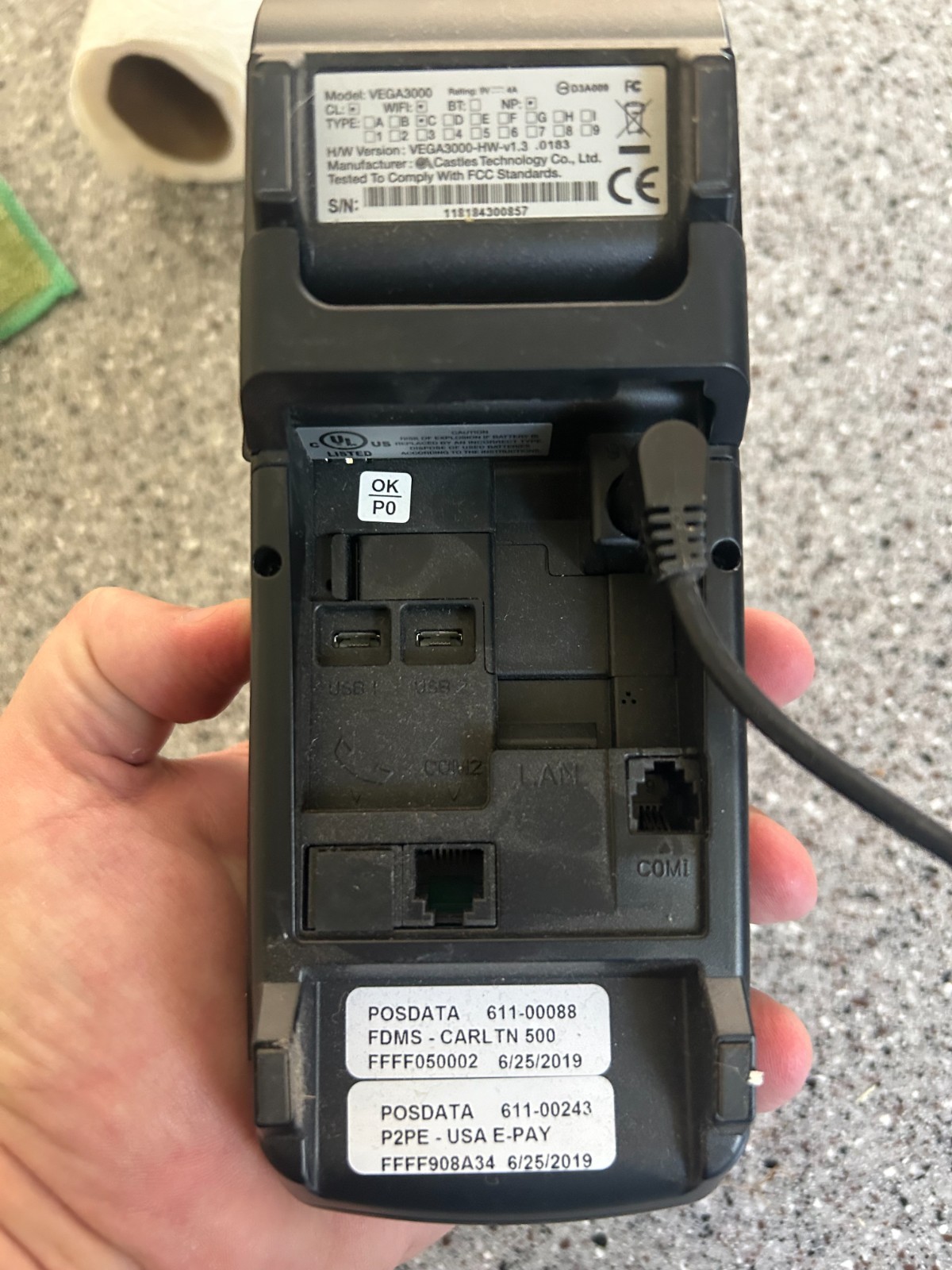 CASTLES V3 Vega3000 Credit Card Processing Terminal with Power Cord – WORKS!