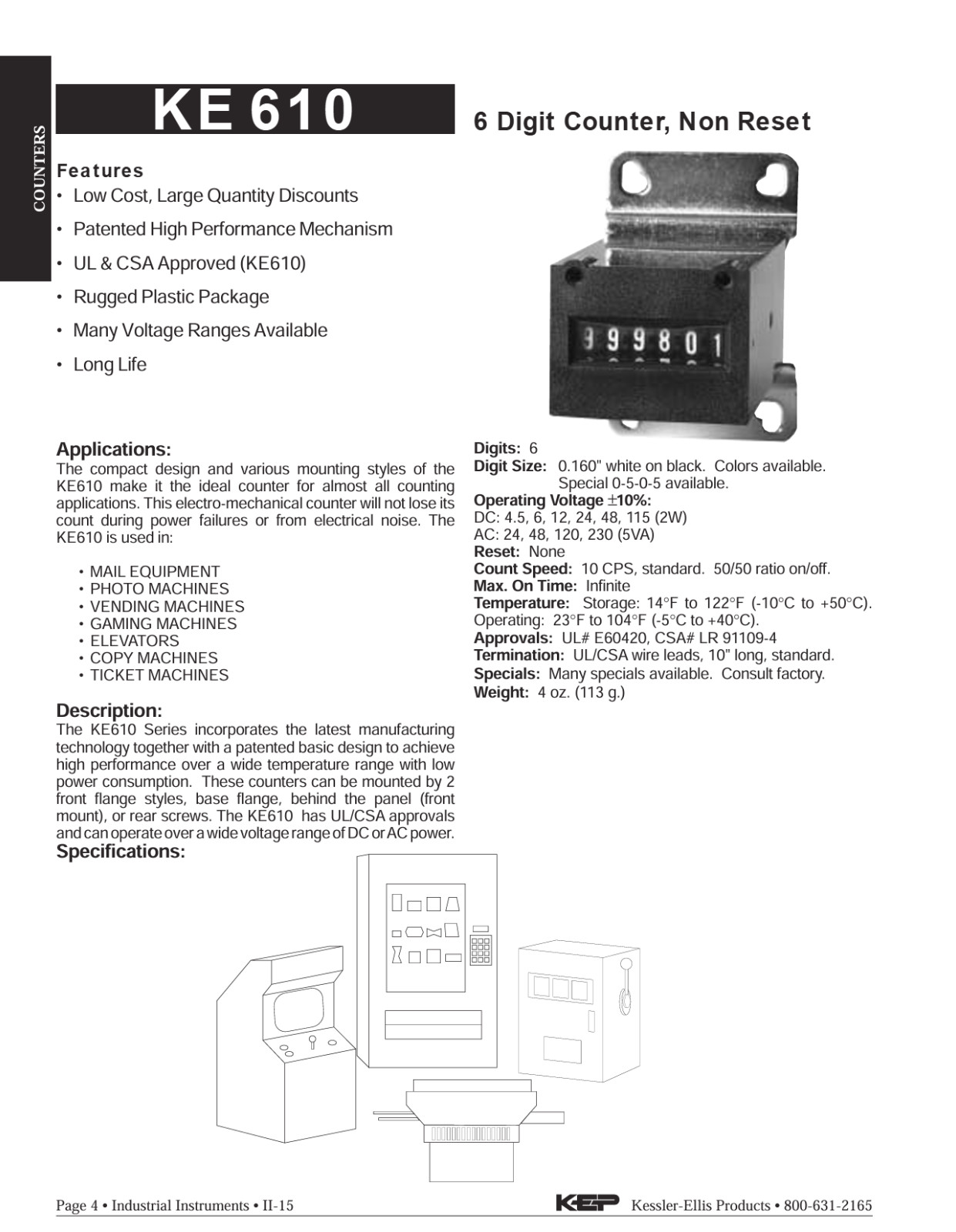 KEP KE610 FB 6 Digit Non Resettable Analog Mechanical Impulse Counter 4.5-6VDC