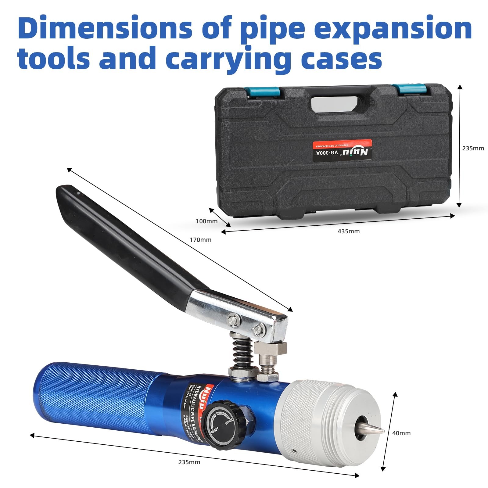 Nuiu VG-300A Hydraulic Pipe Expander Tool Kit, 4T Crimping Pressure with 11 E…