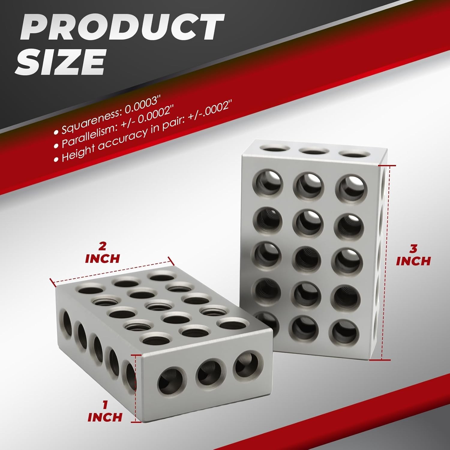 Hardened Steel Nakkaa Blocks Set Matched Pair 23 Holes 0002 Squareness