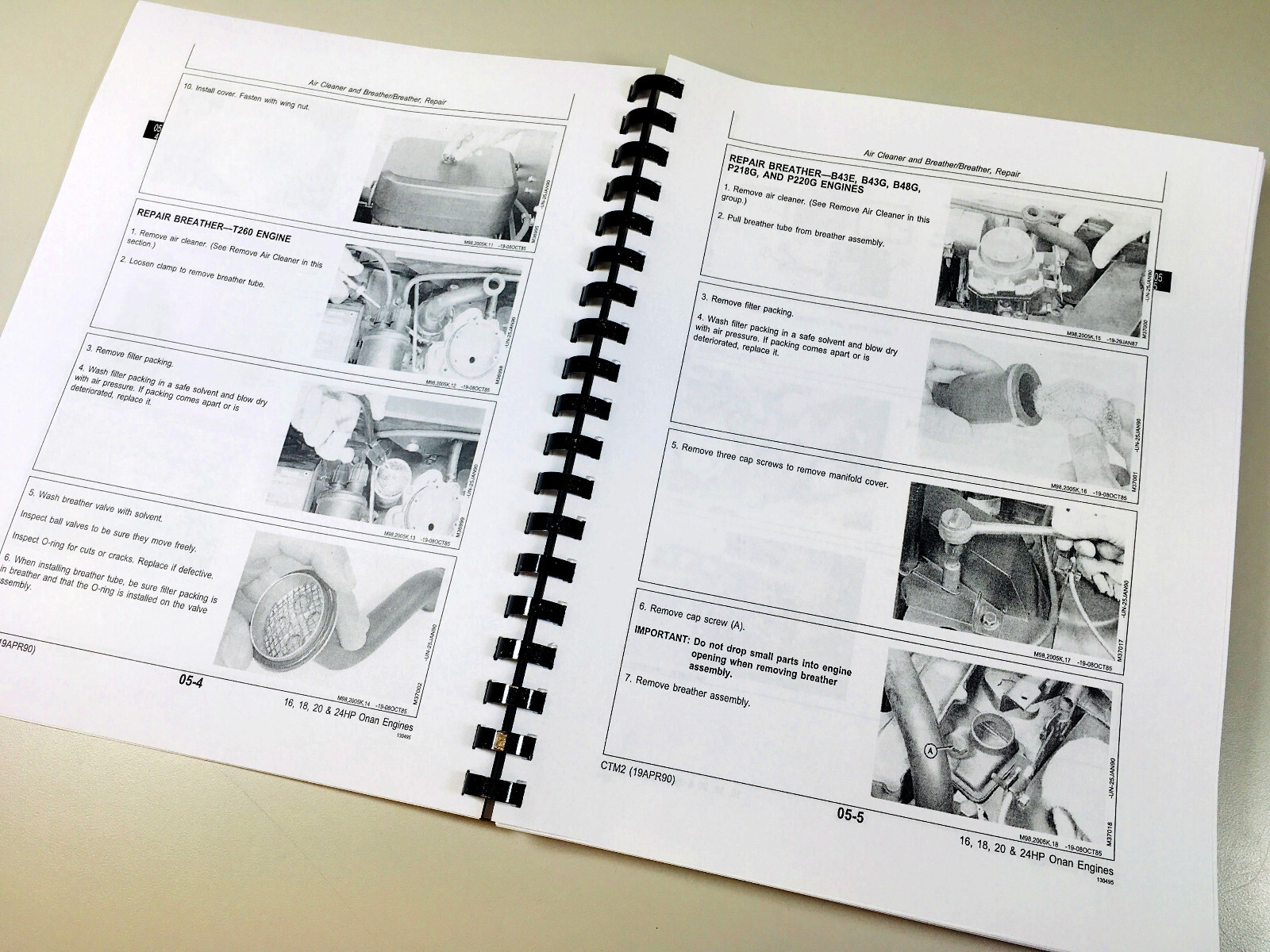 Onan B43E B43G P218G B48G P220G T260 Engine Service Repair Shop Overhaul Manual