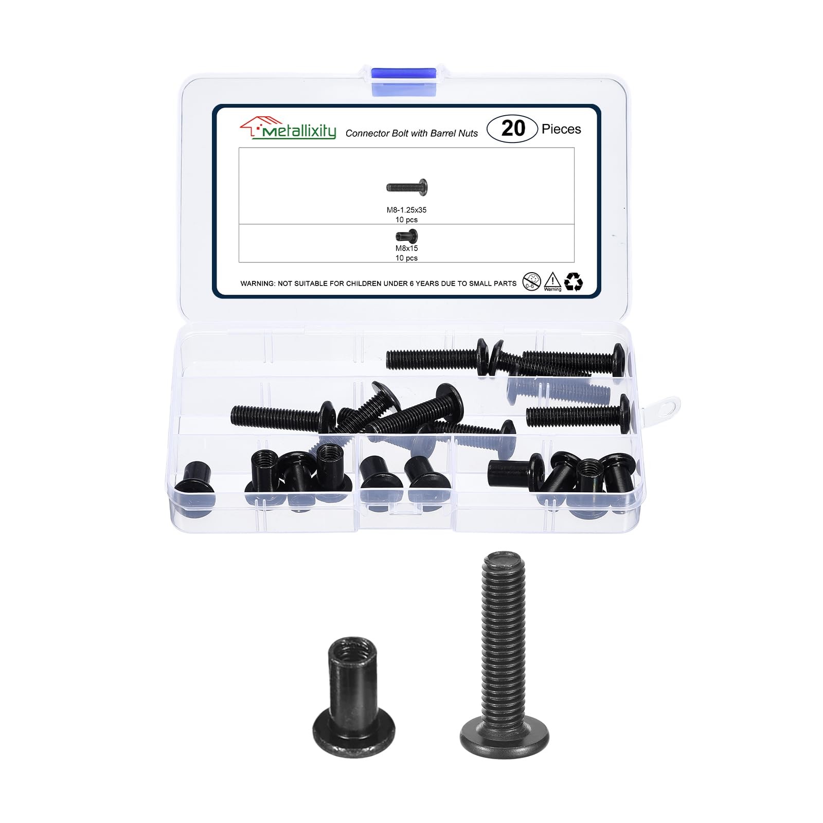 Furniture Crib Screws Replacement Set M81.25x35mm 20 PCS Galvanization Bolts