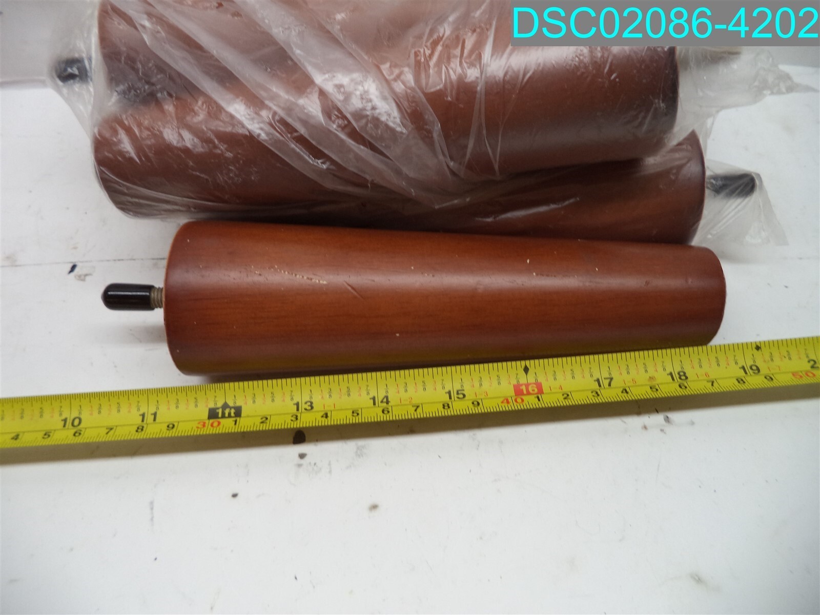 QTY=7: WOOD LEG’S M8-1.25 X 25MM 7-/18″ L X 2-1/8″ OD TAPERED TO 1-1/2″