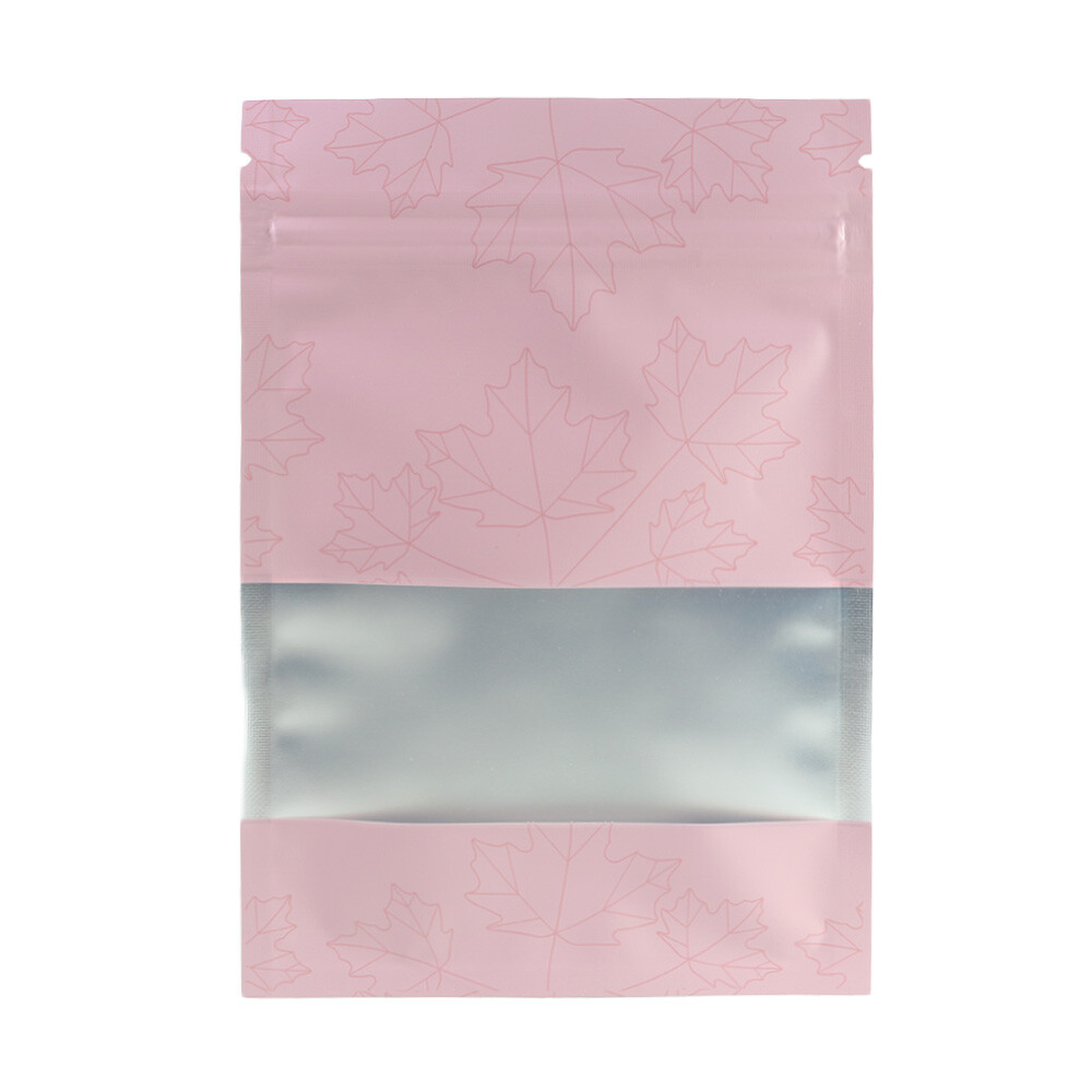 Pink Maple Leaves Aluminum Flat QuickQlick™ Bags 10 x 15 cm – Multi Quantity