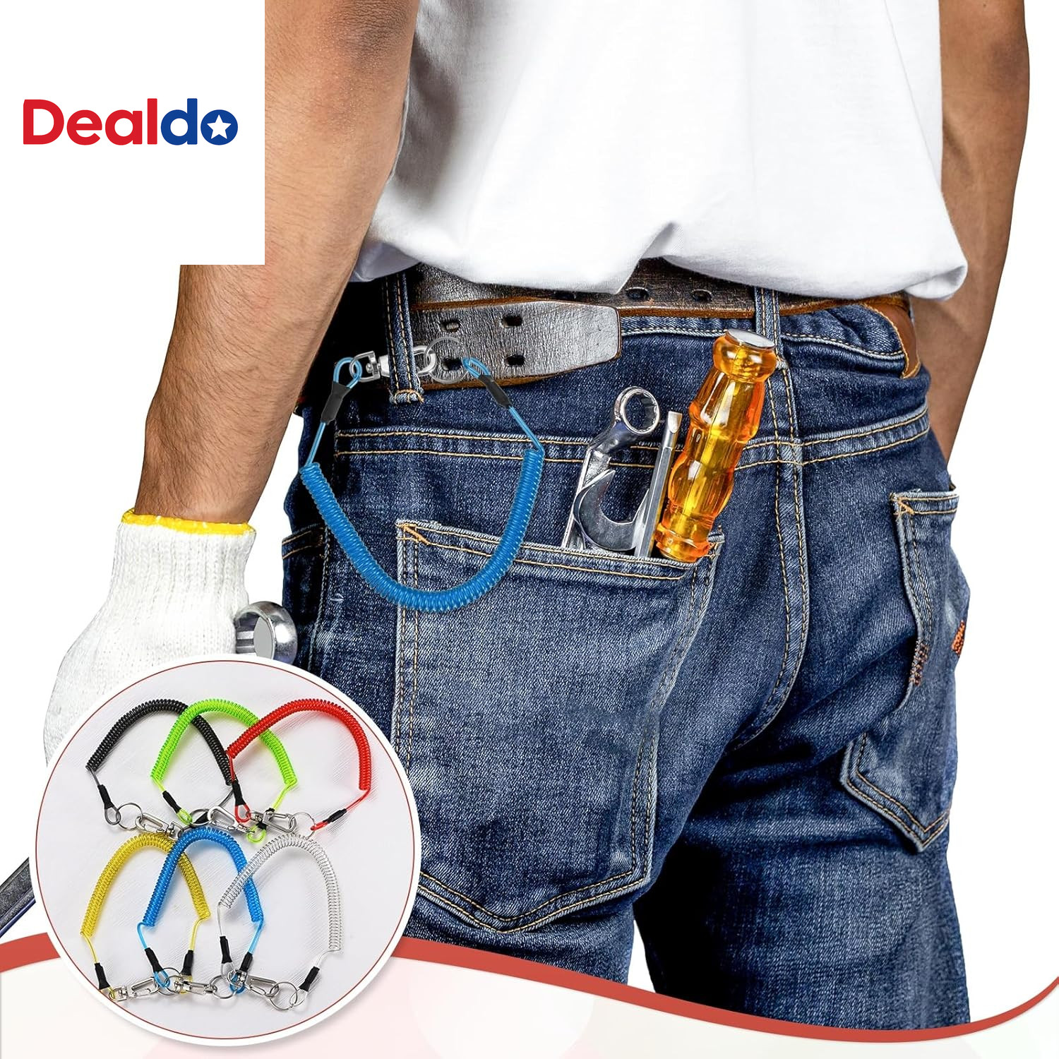 11.81IN Retractable Safety Coiled Lanyard [6PCS] – Steel Wire Fishing Rod Safety