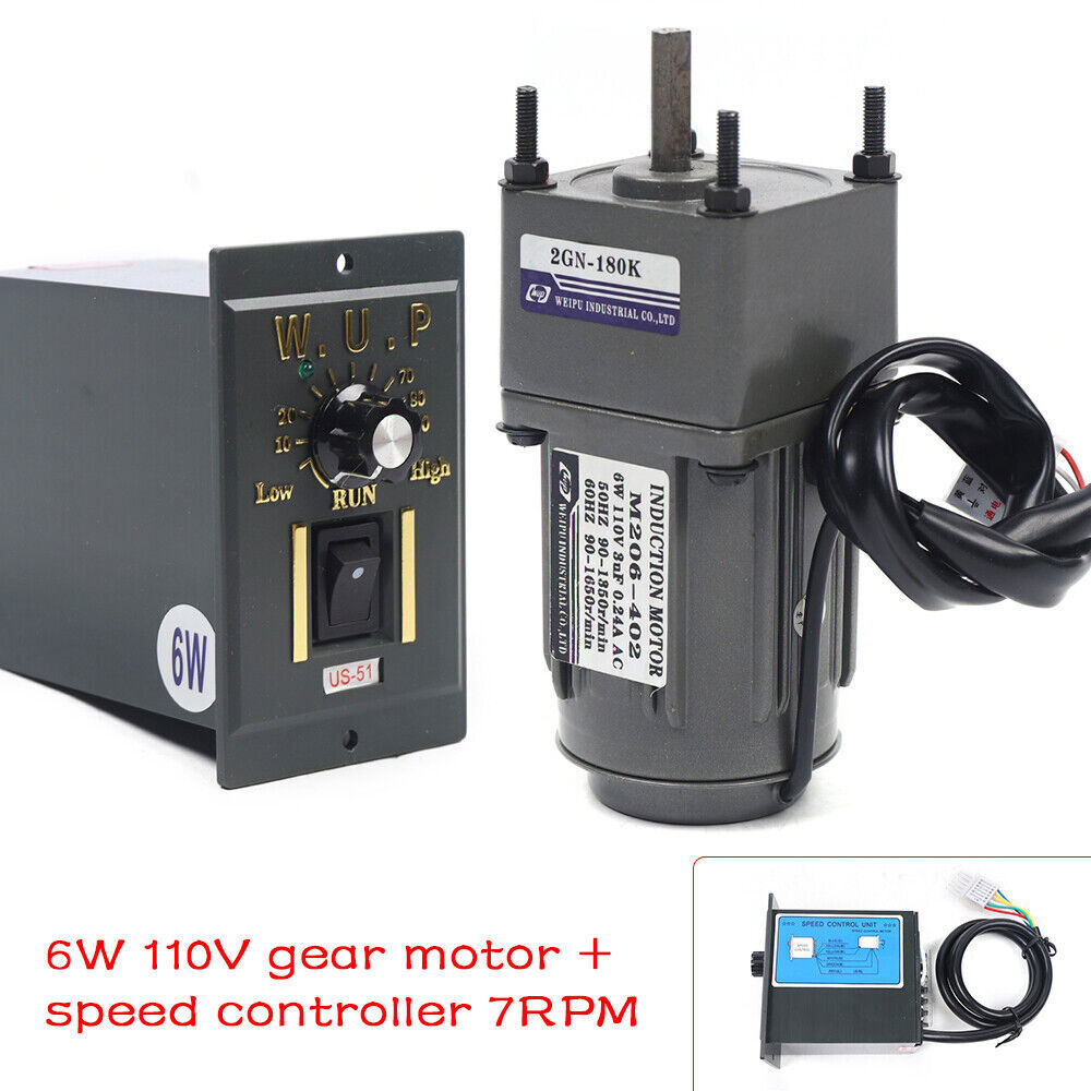 AC 110V Gear Motor Electric Motor Variable Speed Controller 180K 7.5RPM 6W Heavy