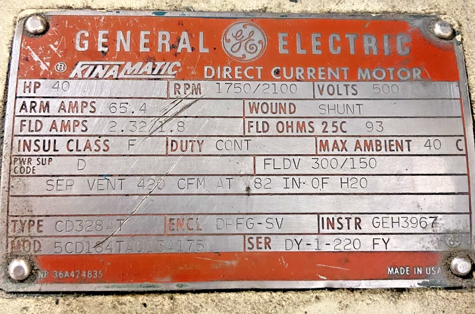 General Electric 40 hp motor with Transformer and Baldor Reliance Blower Motor
