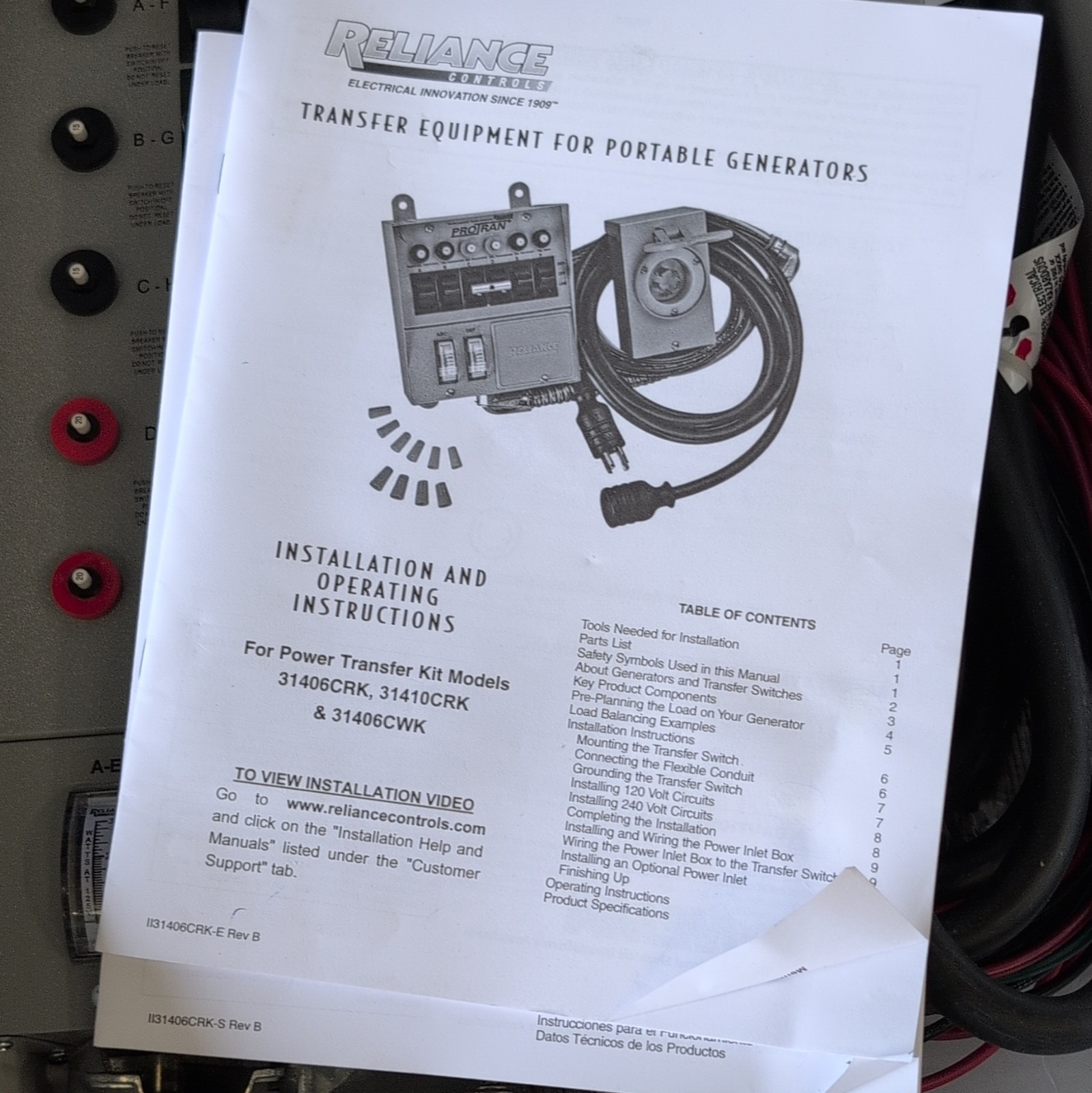 Reliance Controls ProTran Manual Transfer Switch Kit 30A 31410CRK