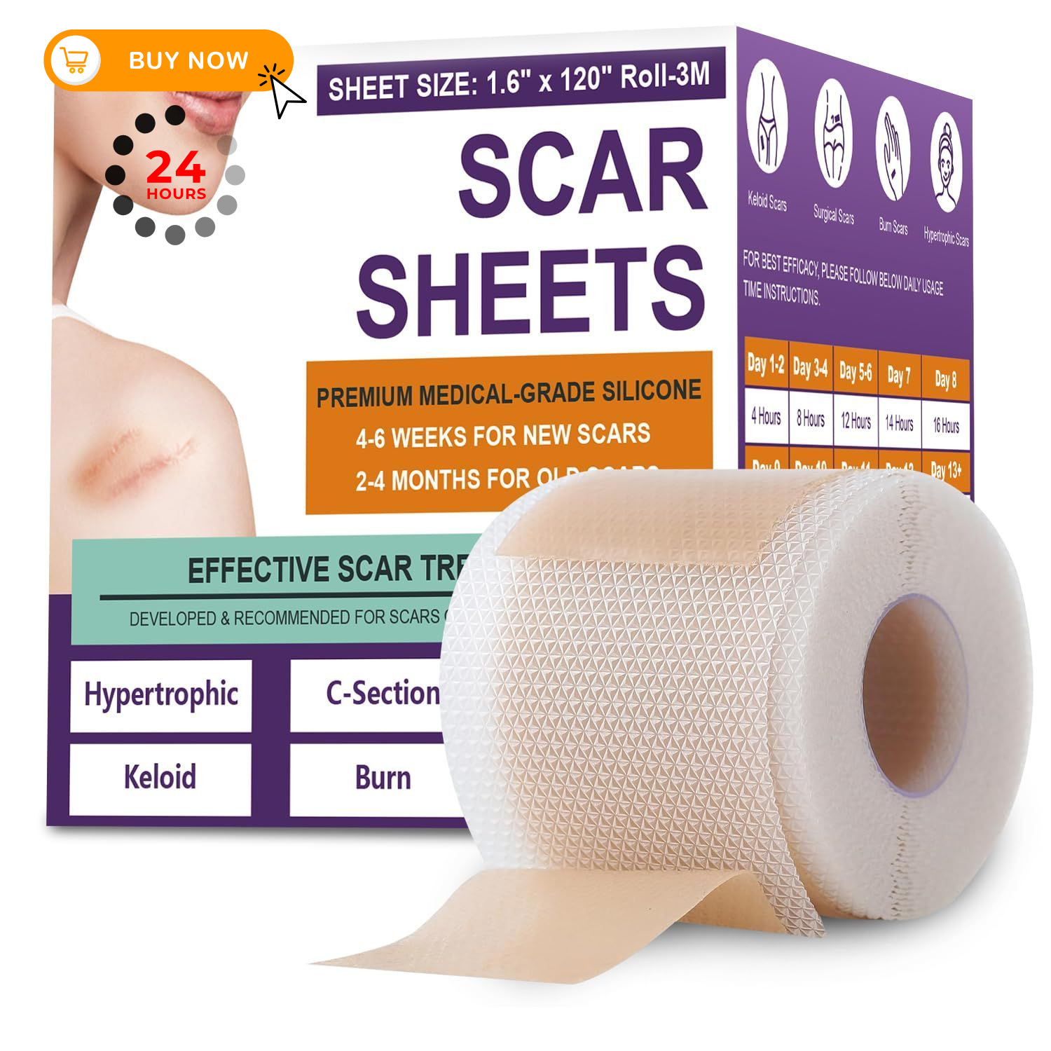 Silicone Scar Sheets, Medical Grade Tape for 3M, Beige