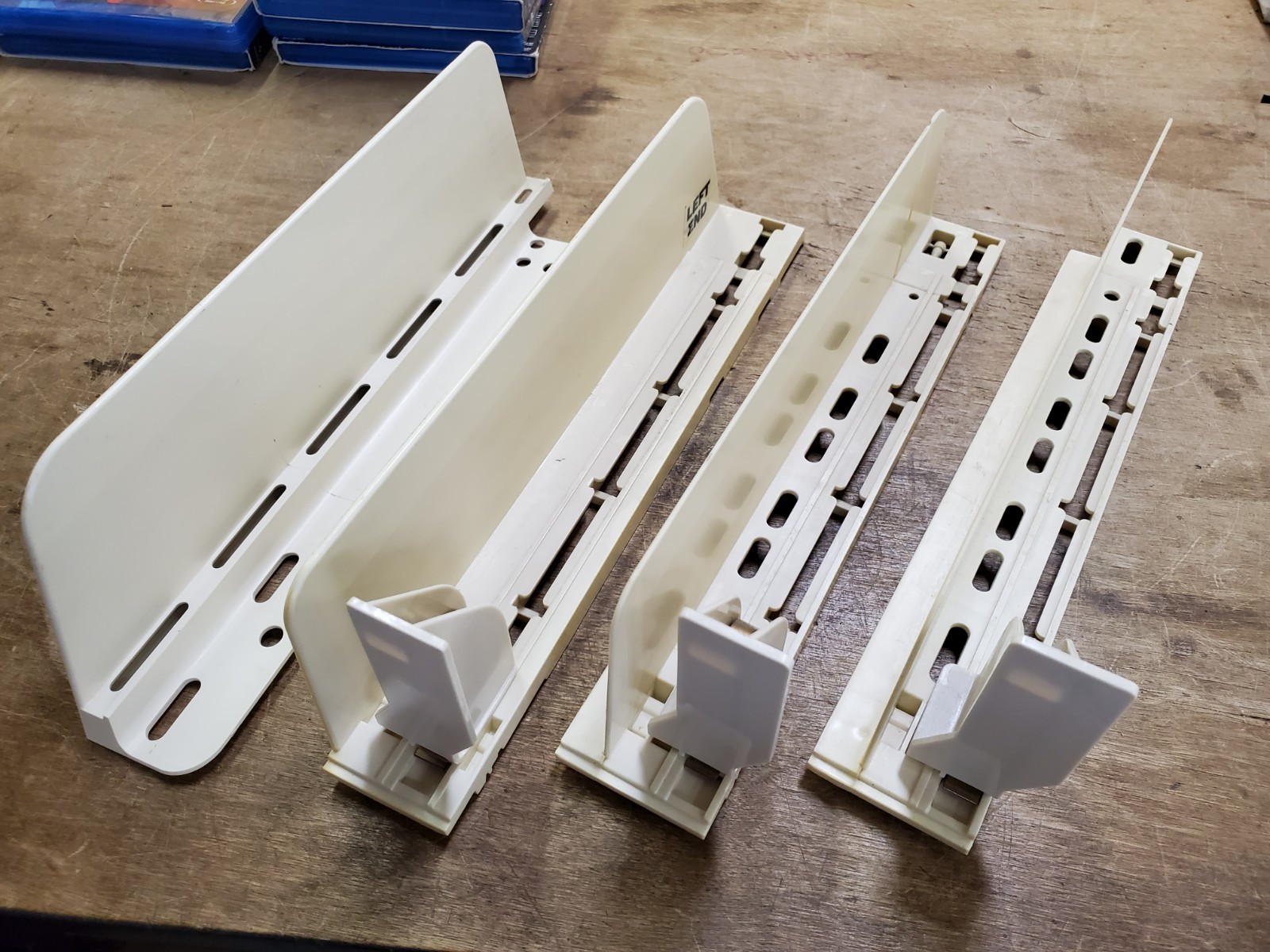 Lot of 55 RTC Profit Pusher 12″ T-Track Automatic Spring-Feed Shelf Units, Beige