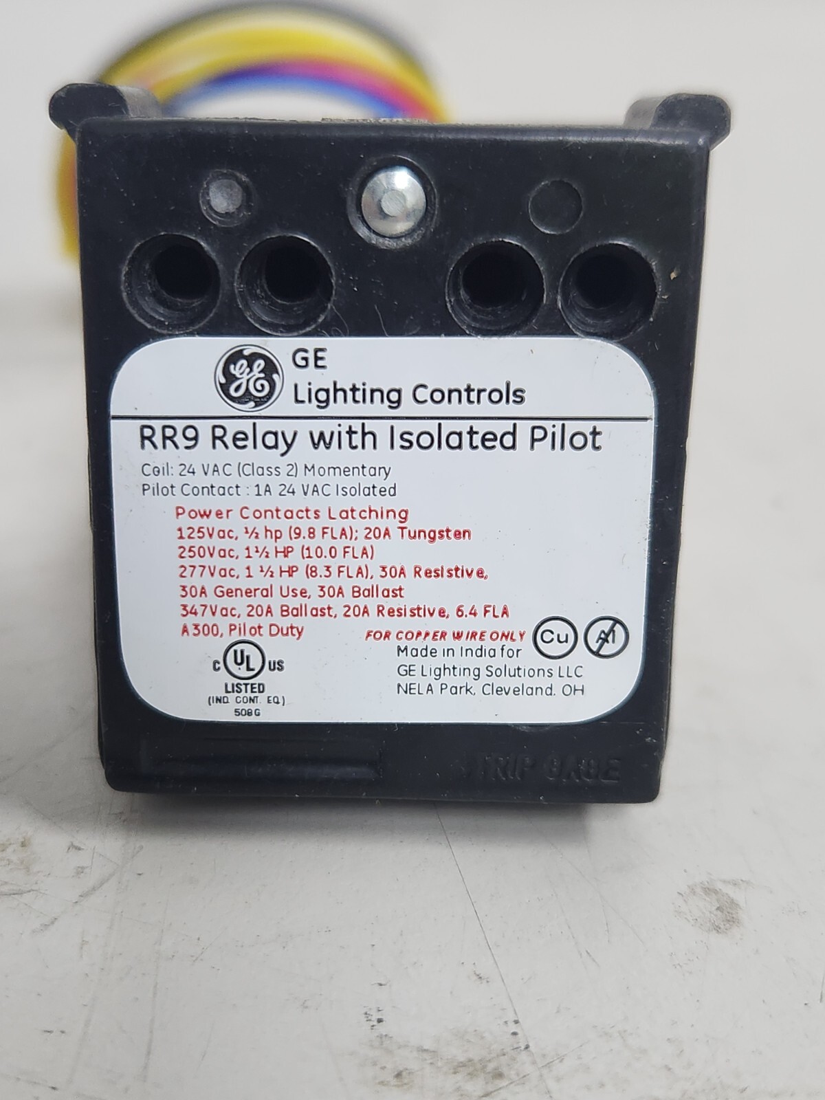 😎 GE RR9 LIGHTING RELAY W/ ISOLATED PILOT 24 VAC COIL 125/277 VAC 30 AMP